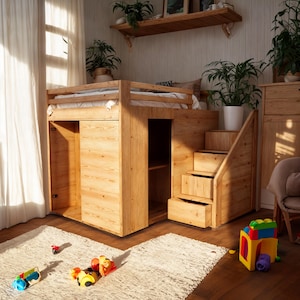 DIY Full-Size Wood Bunk Bed Plan and Animation: Build Your Own Stylish and Functional Bunk Bed