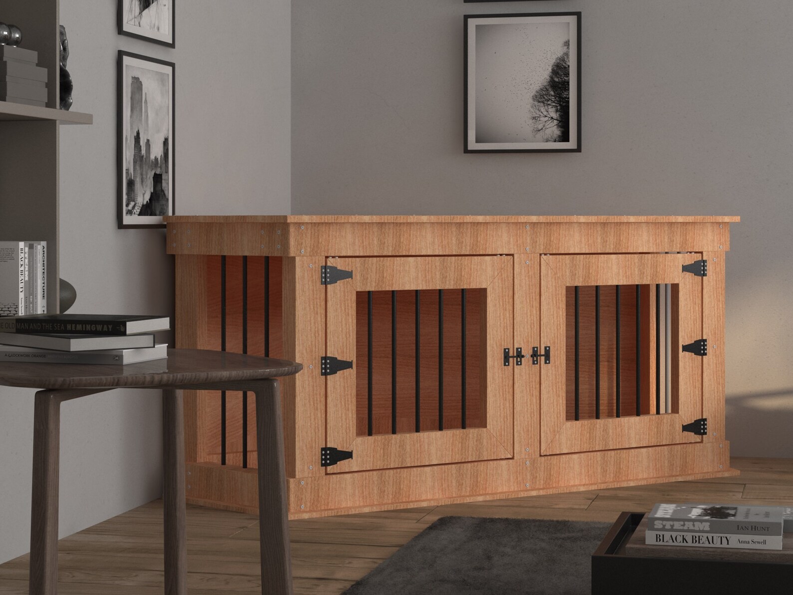 Corner Dog Crate for Diy Woodworking Plan Dog Furniture Etsy