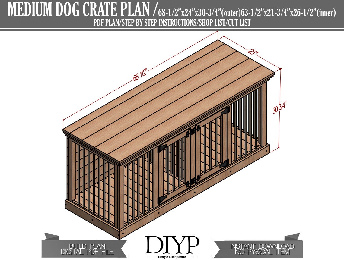 Double Medium Dog Crate Plan Entertainment Center for Living Etsy Canada