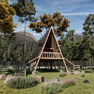 Triangle Cabin Plan: DIY A-Frame House Blueprint (Digital Download, 23x44 ft.)