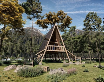 Triangle Cabin Plan: DIY A-Frame House Blueprint (Digital Download, 23x44 ft.)