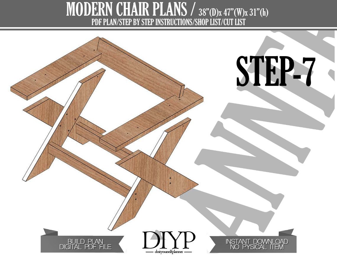 Digital Plans for Modern Chair Wooden Chair Plans Easy and Etsy