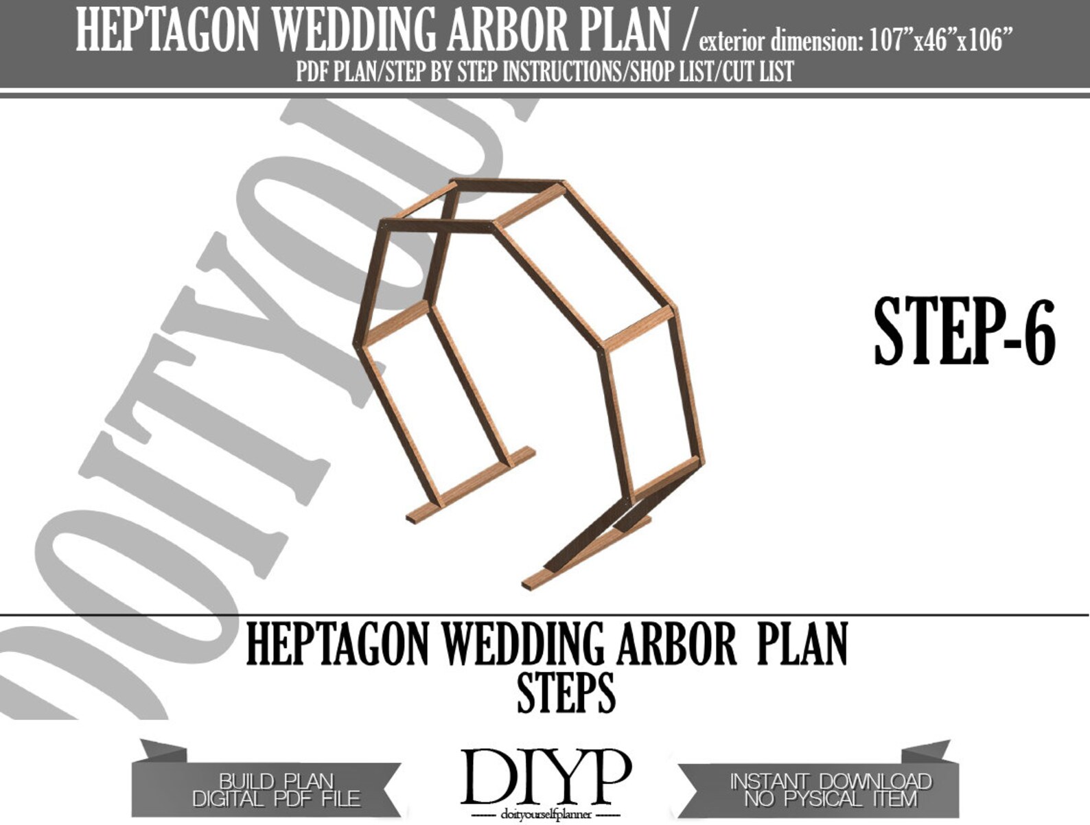 Heptagon Wedding Arbor Digital Plans PDF Arch Build Etsy