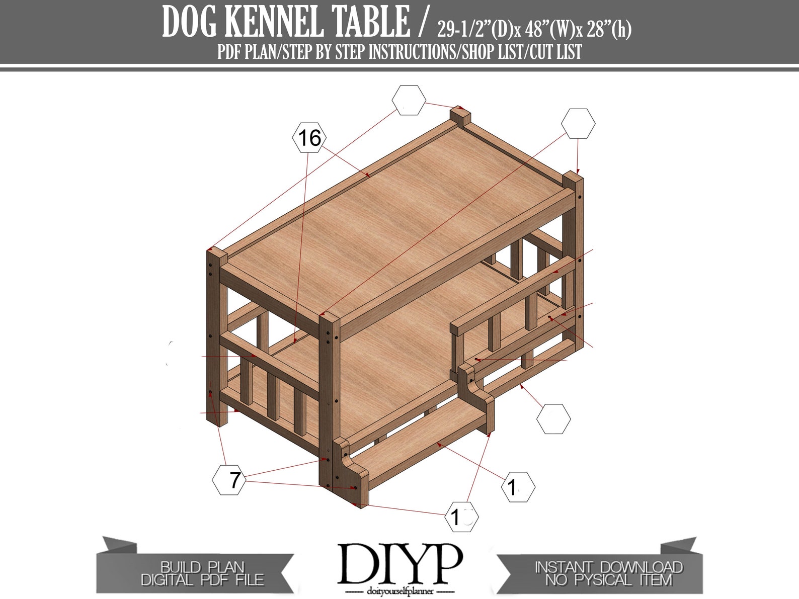 Build Plan for Wooden Elevated Dog Bed, Bedside/sofa Side End Table ...