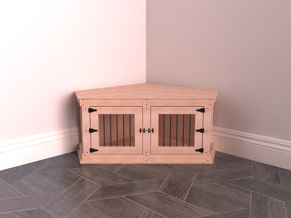 Corner Dog Crate Plan Corner Dog Kennel Build Own Easy and Etsy
