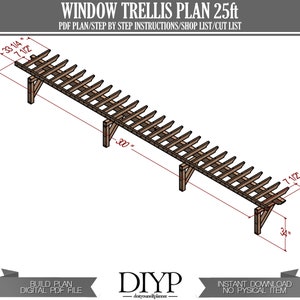 25 Ft Windows Trellis Plans - Wooden Windows Door Pergola - Attached ...