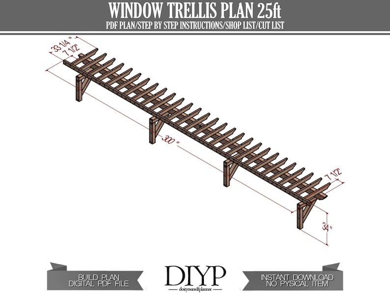 25 ft Windows trellis Plans Wooden windows door pergola attached pergola plans image 4