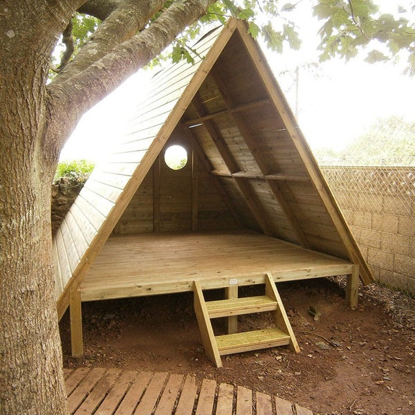 Plattegronden kleine schuur met a-frame: 12 x 12 plattegronden huisje
