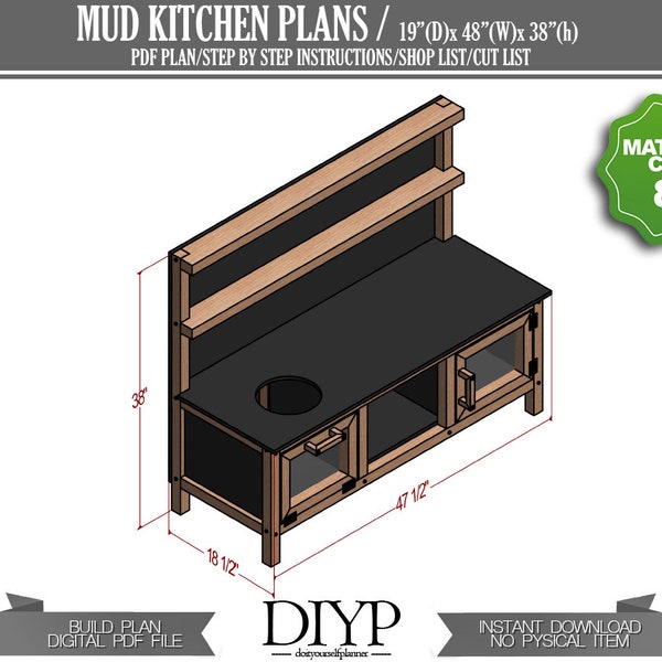 Plans de bricolage de cuisine de boue - Plans PDF de cuisine de boue facile à construire pour enfants