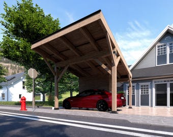 14'x14' Garage with Workshop & Sloped Roof - DIY Carport Plans with Video Guide