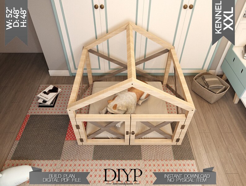 Modern Dog House Plans XXL Dog Crate Wooden Dog Cage Pdf Etsy