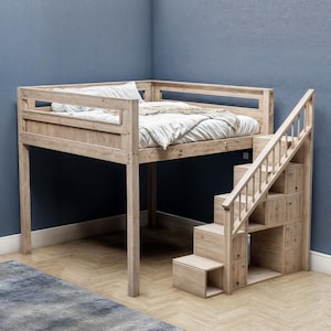 Multifunctional king Size Bunk Bed with storage area Plan - Modern bedroom ideas build plans - king size loft bed