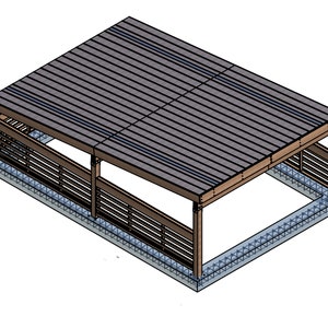 Plans 20 x 30 pour deux abris de voiture : abri pavillon moderne (téléchargement numérique)