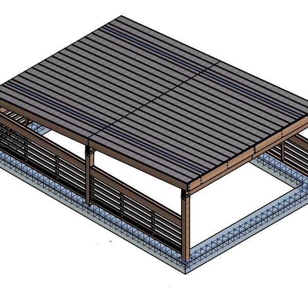 20x30 Carport Plans - Car Garage for Two Car - Modern Pavilion Plans - Shed plans