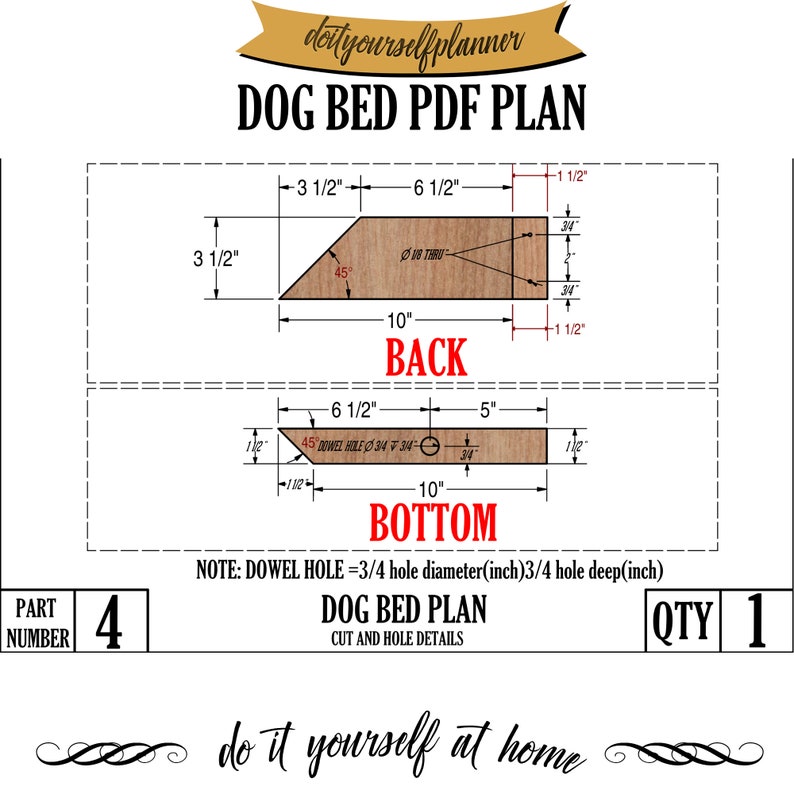 Dog Furniture Puppy Bed plan Wooden Dog Bed Plan Modern Medium Dog Bed image 7