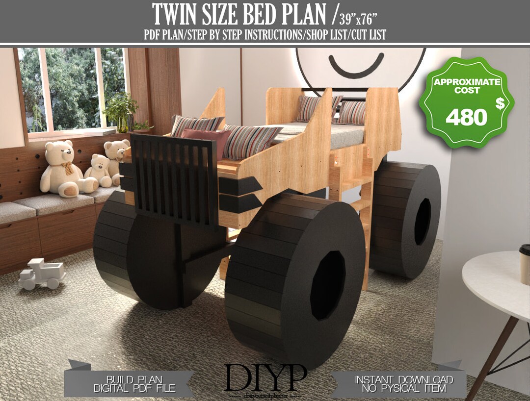 DIY Plans for Kid's Bed Twin Size Bed Frame Build Instructions, Toddler Bed Frame Etsy
