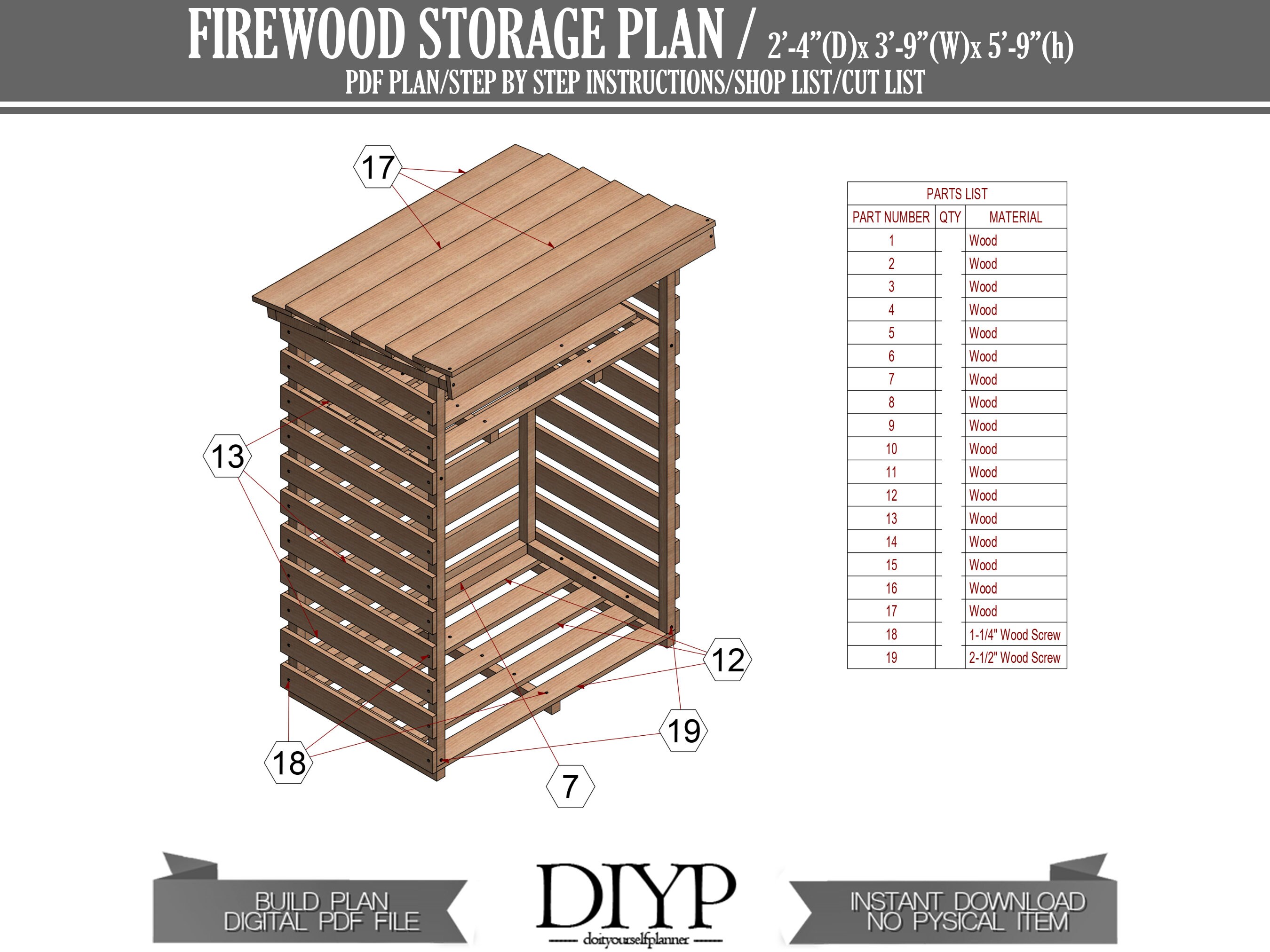 Useful Firewood Storage Shed Plans DIY Plans for Wooden - Etsy