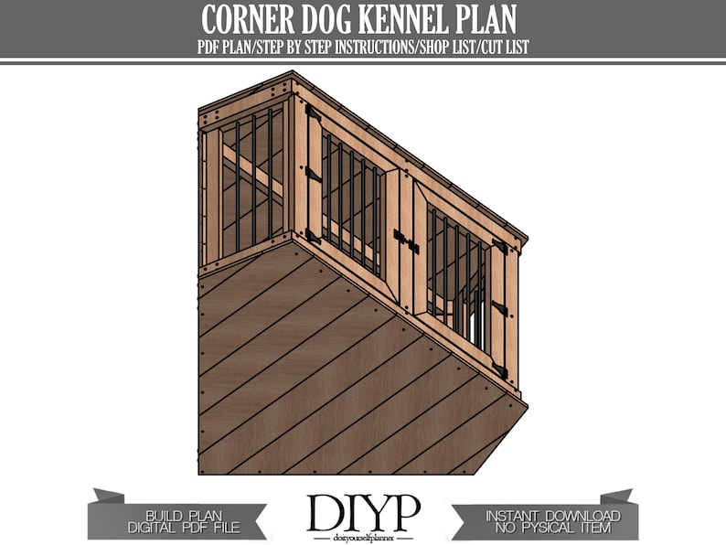 Dog Plan Library Corner Dog Crate Plan: DIY Wood Kennel (PDF) - Etsy