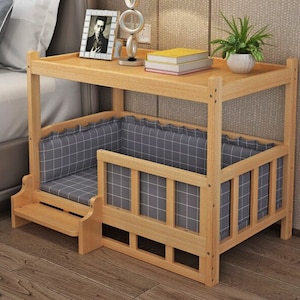 Build plan for Wooden Elevated Dog Bed, Bedside/Sofa Side End Table with Dog Lounge Sofa, Perfect for Dogs Cats