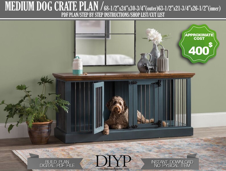 Double Medium Dog Cage Tv Stand Entertainment Center Diy Etsy