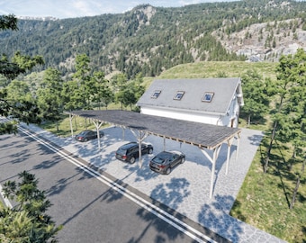 32x72 Carport Blueprint Plans  - DIY Wooden carport - Downloadable Printable PDF