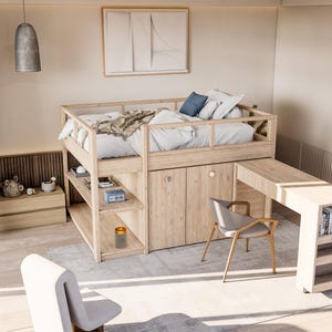 Full Size Bunk Bed with Storage plan, Desk & Drawers (Woodworking Plan)