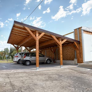 Single Slope Carport Plans Diy - Car Garage for Two Car - Modern Pavilion Plans - Wooden Car Port