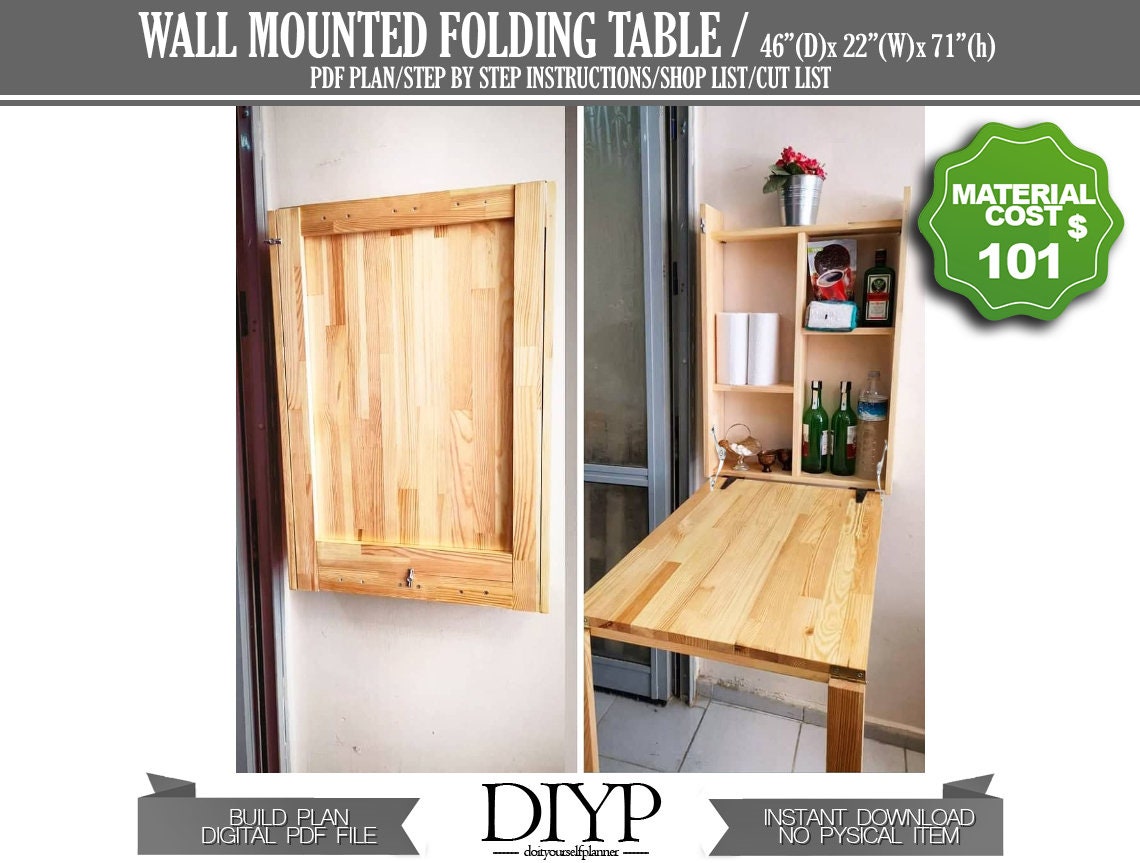 Wall-Mounted Folding Table Foldable Craft Table Folding Craft Table with  Storage Wooden Space-Saving Furniture Dining Tables Wall-Mounted Folding  Drop