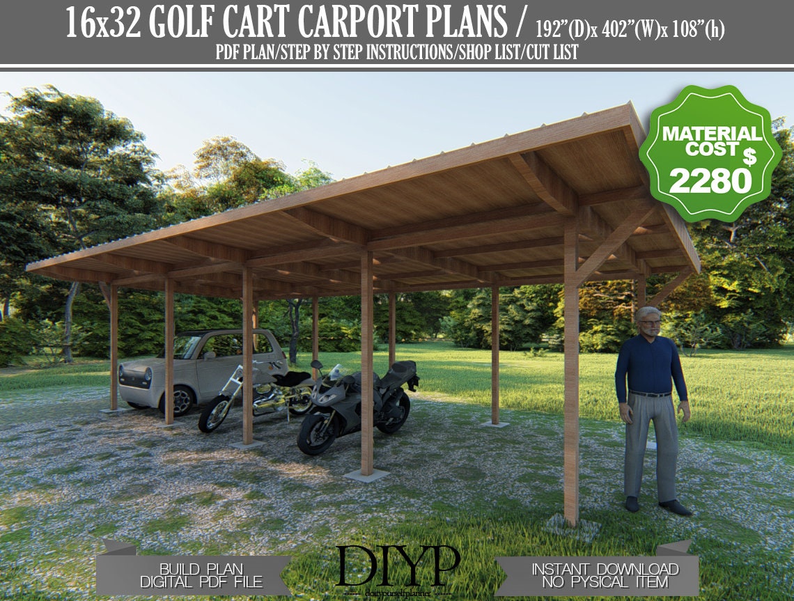 Storage Canopy and Shelter Plan for 4 Golf Cart Great Garage Etsy