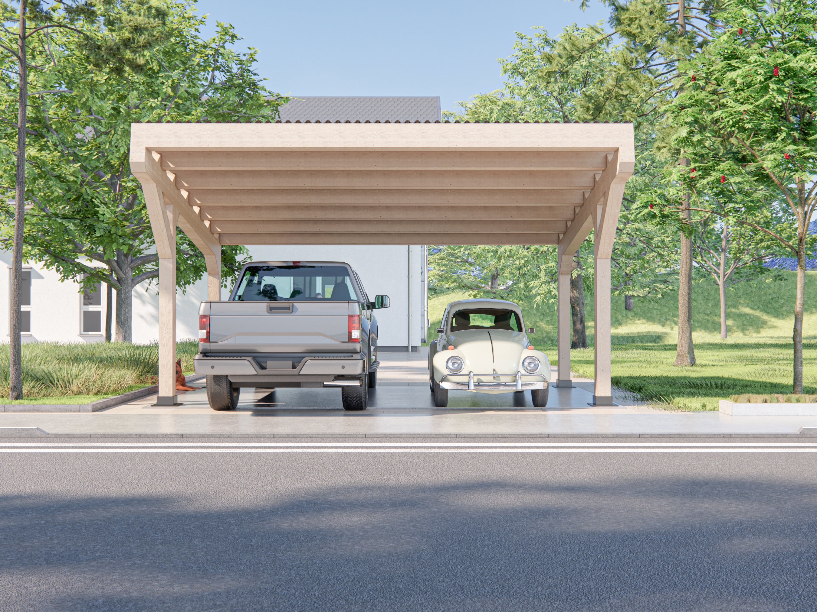 Sloping Rear Car Design DIY Wooden Car Garage Plan (16x20 Ft) - Sloping Roof Design - Etsy