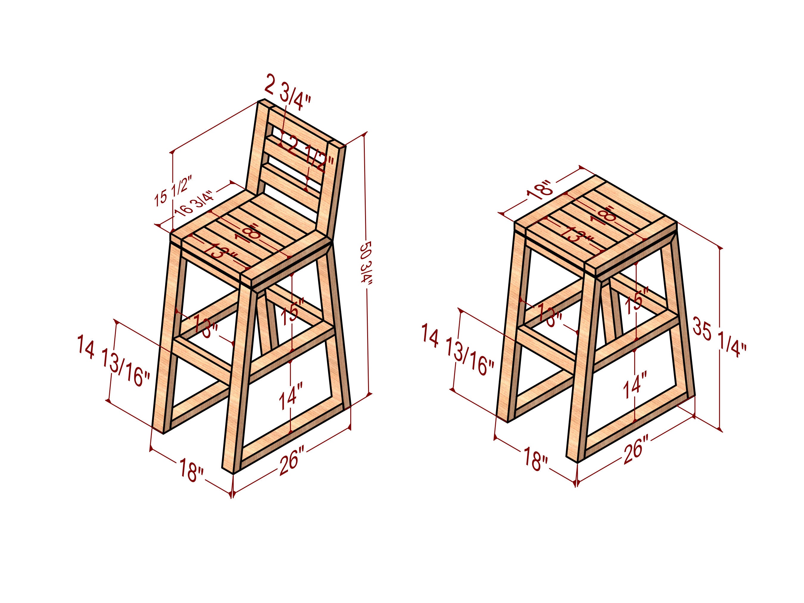 Stackable Chair Plan Swivel Chair & Stool Plan Set: DIY Woodworking Project (PDF Download ...