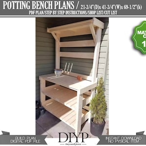 DIY Plans for Potting Bench, Easy woodworking plan for wooden table image 6