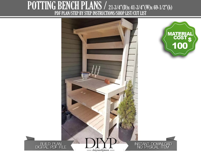 DIY Plans for Potting Bench, Easy woodworking plan for wooden table image 6