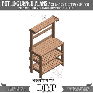 DIY Plans for Potting Bench, Easy woodworking plan for wooden table image 4