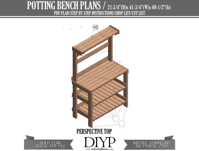 DIY Plans for Potting Bench, Easy woodworking plan for wooden table image 4