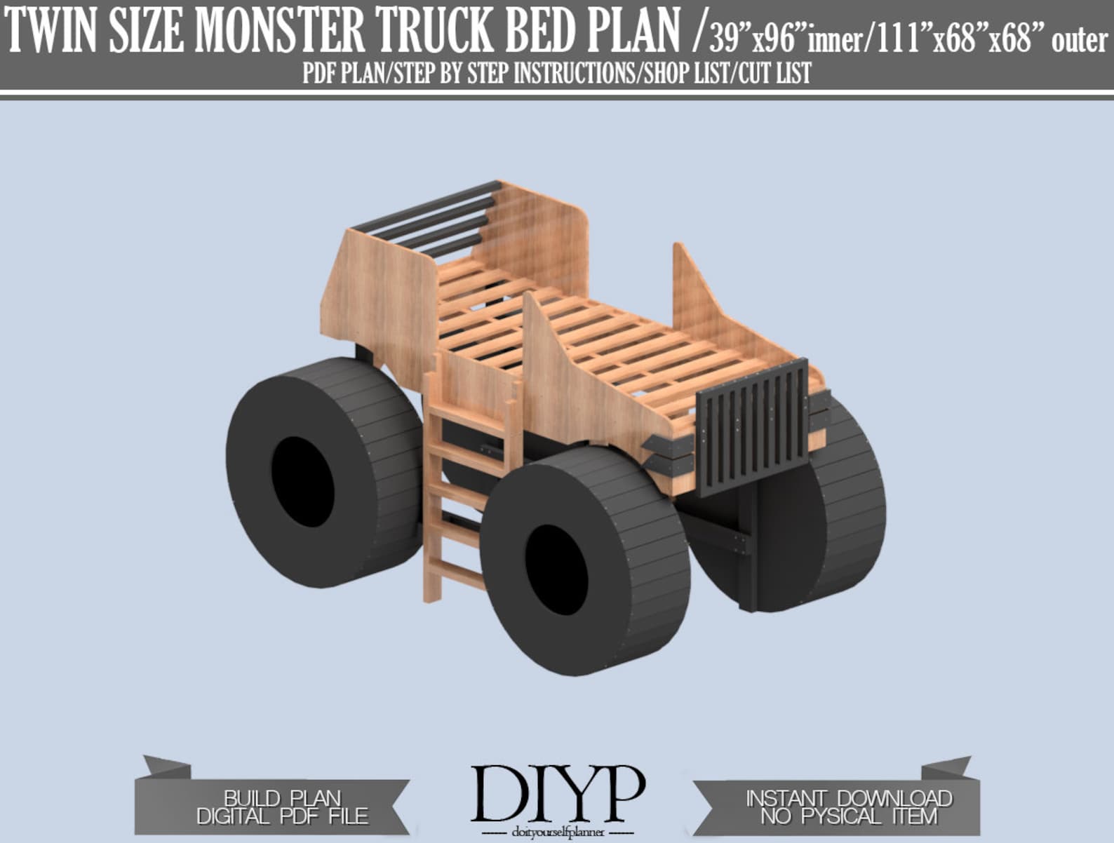 Diy Bed Plans for Kidsbeatiful Monster Truck Bed Framecnc Etsy