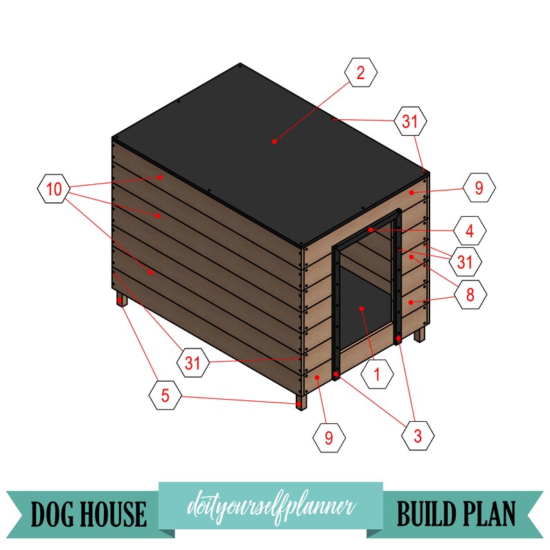 Outdoor Dog Kennel Plans Wooden Large Dog House Modern Dog Etsy