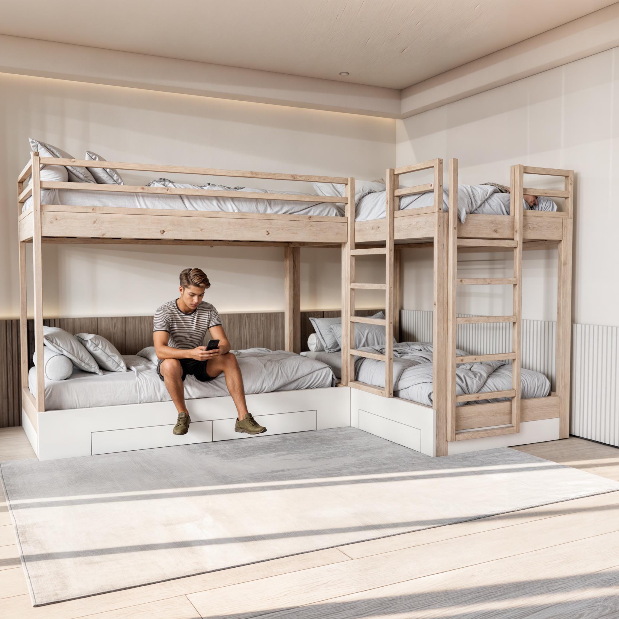 4-in-1 Twin Bunk Bed With Storage: DIY Plans and Animation - Etsy