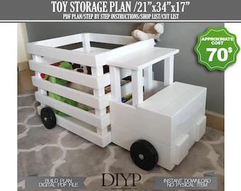 Diy Toy Storage Plan- Wooden Toy Box - Truck Toy Storage - Toy Basket