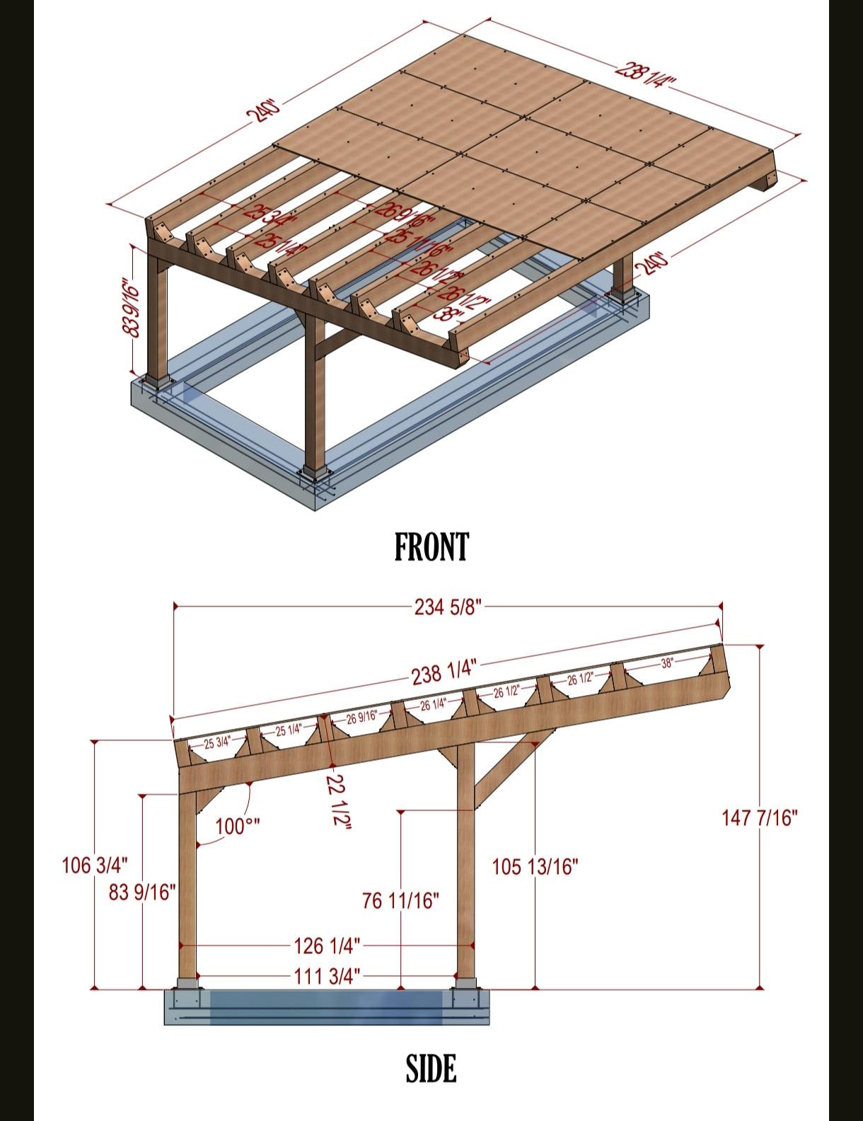 DIY 2台用カーポート設計図：木製キャノピー（PDFダウンロード