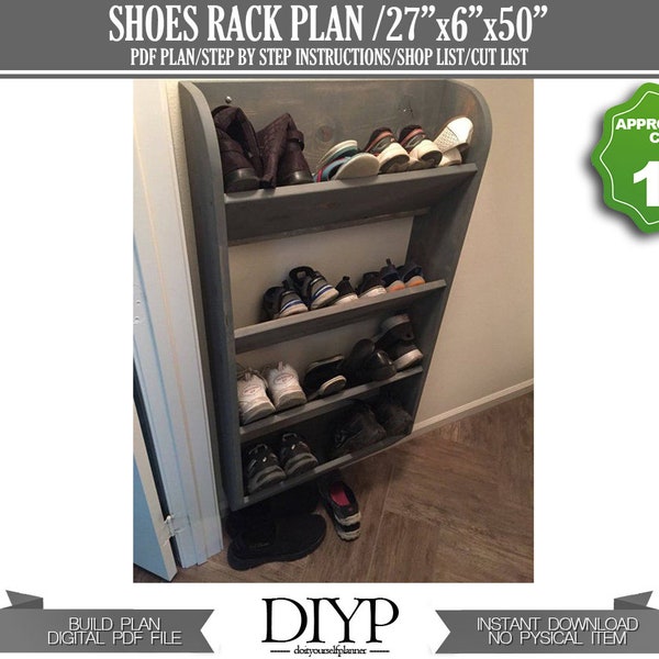 Wall mount shoes storage rack-wall shoes storage plans-shoe storage plan-wood shelf plan-storage rack plan-wall mount rack-shoes shelf plan