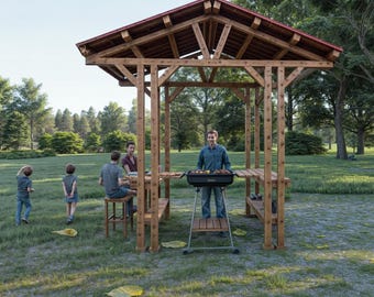 Gazebo Grill Plans: Outdoor Patio Pergola (Digital Download)