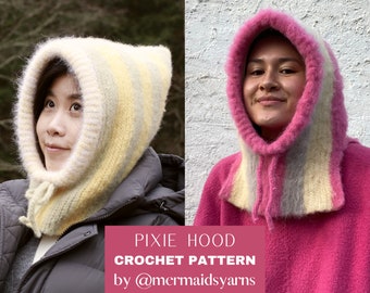 PDF file crochet pattern PIXIE HOOD English