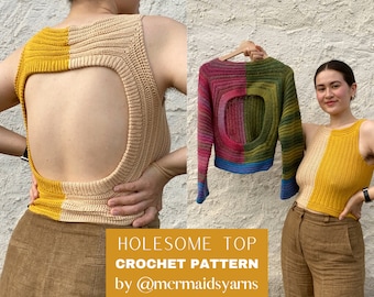 crochet pattern, PDF file, HOLEsome top