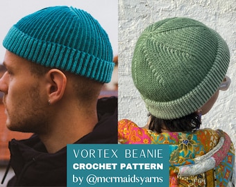 CROCHET PATTERN reversible Vortex Beanie PDF file