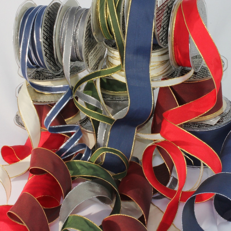 New York Mall Gold and Silver Wired Taffeta Ribbon 1 inch