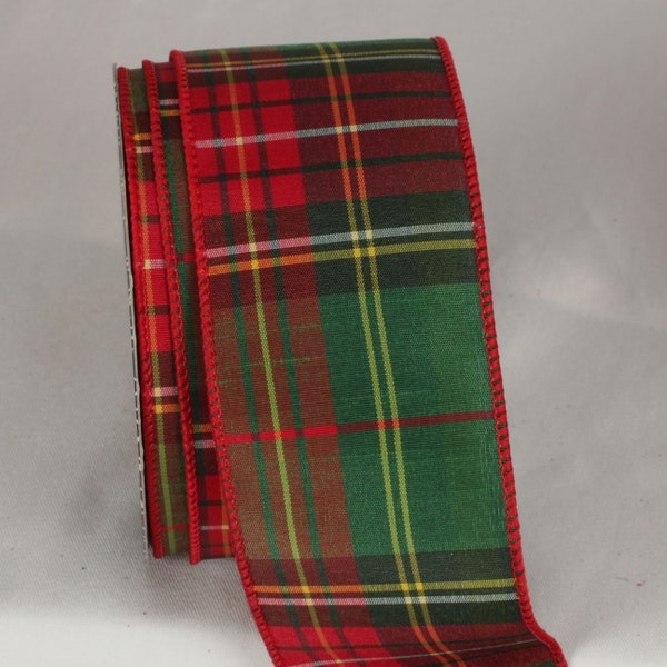 Red Green Wired 2.5 inch Tartan Chic 20 yards Ribbon