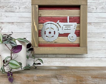 Tractor Wall Art / Sign / Wood and Metal /  Farm / Farmhouse / cow / Weathered Wood / Rustic  / Barn / Animal / Kids Room / Father’s Day
