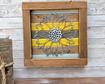 Sunflower Wood and Metal Sign/ Weathered Wood / Mother’s Day / Wall Decor / Plants / Garden / Rustic / Farmhouse / Plasma Cut