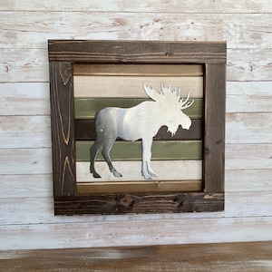 Moose Wood and Metal Sign / Hunting / Weathered Wood / Outdoors / Cabin / Rustic / Farmhouse / Plasma cut /